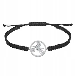 Bransoleta Męska Motocross Srebro 925 Sznurek Prezent GRAWER GRATIS - Bransolety męskie - miniaturka - grafika 1
