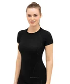 Pozostała odzież narciarska - Brubeck, Koszulka termoaktywna damska z krótkim rękawem, Active Wool, czarny, rozmiar S - miniaturka - grafika 1