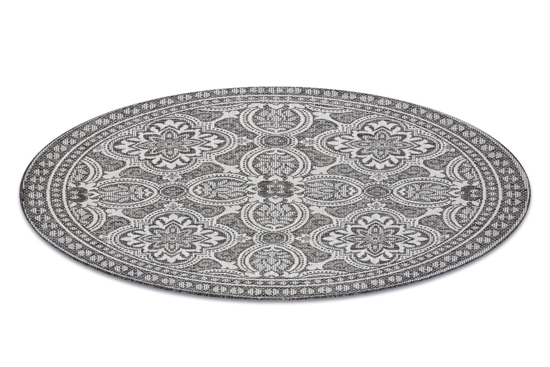 Dywan SZNURKOWY SIZAL LOFT 21193 koło BOHO kość słoniowa/srebrny/ szary koło 160 cm