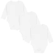 Body dla niemowląt - 3x Klasyczne białe body z długim rękawem, OEKO-TEX 0-1 m 56 cm - miniaturka - grafika 1