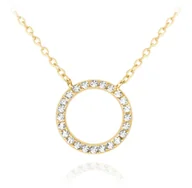 Naszyjniki - MINET Pozłacany naszyjnik srebrny KRĄG z białymi cyrkoniami - miniaturka - grafika 1