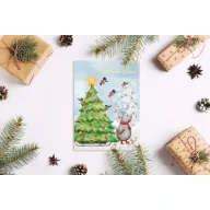 Kartki okolicznościowe i zaproszenia - Kartka B6 Boże Narodzenie Choinka na sankach - miniaturka - grafika 1