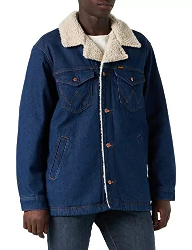 Wrangler Męska kurtka jeansowa Wrange Sherpa, Niebieski retro, M