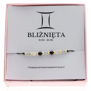 ZŁOTA bransoletka znak zodiaku BLIŹNIĘTA kamienie naturalne srebro 925 - Bransoletki - miniaturka - grafika 1