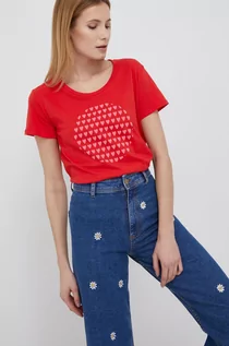 Koszulki i topy damskie - Frieda&Freddies t-shirt bawełniany kolor czerwony - grafika 1