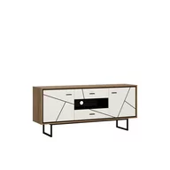 Szafki RTV - Szafka RTV BROK01 Brolo Meble Wójcik Biały, Czarny, Dąb Catania, Czarna Perła - miniaturka - grafika 1