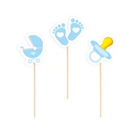 Baby shower i roczek - Toppery na Baby Shower dla chłopca 6szt - miniaturka - grafika 1