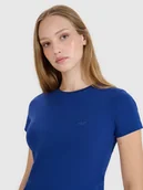 Koszulki i topy damskie - 4F T-shirt slim gładki damski - granatowy XS - miniaturka - grafika 1