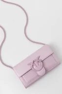 Portfele - Pinko portfel skórzany damski kolor fioletowy 100062 A124 - miniaturka - grafika 1