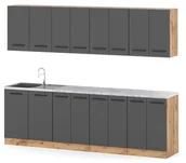 Meble kuchenne - Meble Kuchenne Zestaw Mebli Kuchennych Vero 2.6m Modułowa Nowoczesna Szara - miniaturka - grafika 1