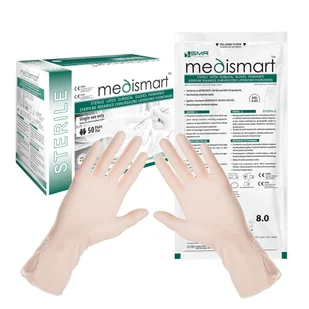 Rękawiczki chirurgiczne sterylne 8.0 lateksowe pudrowane Medismart 50 par - Rękawiczki jednorazowe - miniaturka - grafika 1