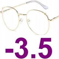 Okulary korekcyjne, oprawki, szkła - Okulary metal korekcyjne minusy kocie uszy -3.5 - miniaturka - grafika 1