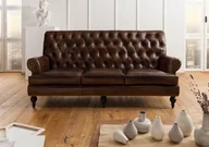 Sofy i kanapy - CHESTERFIELD Sofa #107 Brązowa skóra naturalna 196x84x94 cm - miniaturka - grafika 1