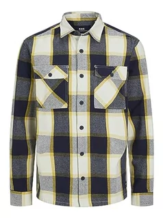 Koszule męskie - JACK & JONES Męska koszula Rddbrady Check Overshirt L/S Sn na czas wolny, Ceylon Yellow/Checks:comfort Fit, XXL - grafika 1