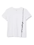 Koszulki i topy damskie - Armani Exchange Damska koszulka z logo Signature Crew Neck Cotton Jersey Tee T-Shirt, biały, S - miniaturka - grafika 1