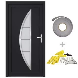 vidaxl Drzwi wejściowe, antracytowe, 108x208 cm, PVC 8720845887421 - Drzwi zewnętrzne - miniaturka - grafika 3