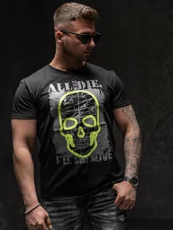 Czarny T-shirt męski z nadrukiem Denley Y70007 - Koszulki męskie - miniaturka - grafika 1