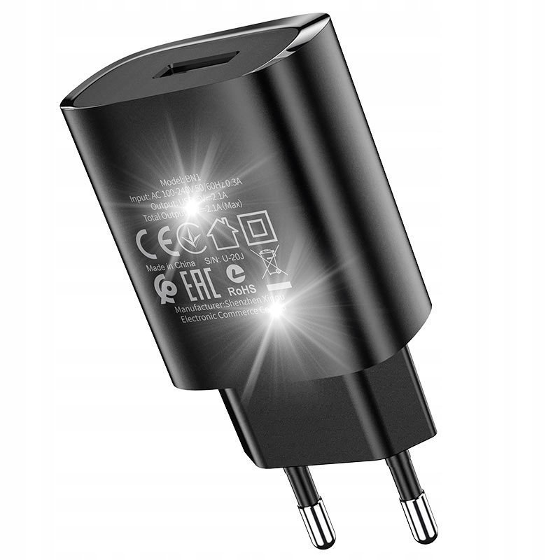 UNIWERSALNA ŁADOWARKA SIECIOWA ZASILACZ BOROFONE DO TELEFONU 2.1A USB 10.5W