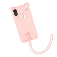 Etui i futerały do telefonów - Baseus Bear Silicone Case silikonowe etui pokrowiec ze smyczą na nadgarstek iPhone XS Max różowy WIAPIPH65-BE04 uniwersalny 62778 - miniaturka - grafika 1