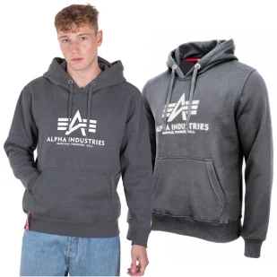 Bluza z kapturem Alpha Industries Basic 178312 597 - Grafitowa - Odzież taktyczna i umundurowanie - miniaturka - grafika 1