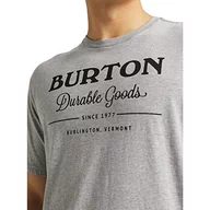 Koszulki męskie - Burton Męski T-shirt Durable Goods szary Gray Heather 44 XXS - miniaturka - grafika 1