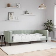 Łóżka - vidaXL Sofa z funkcją spania, jasnoszara, 90x200 cm, obita aksamitem - miniaturka - grafika 1