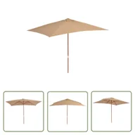 Parasole ogrodowe - The Living Store Parasol ogrodowy na drewnianym słupku - 200x300 cm - taupe - Parasol - miniaturka - grafika 1