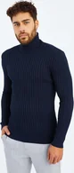 Swetry męskie - Leif Nelson sweter męski z golfem z cienkiej dzianiny LN-2115, niebieski / XXL - miniaturka - grafika 1