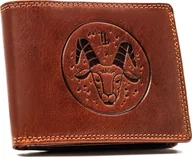 Portfele - Peterson Duży, skórzany portfel męski z tłoczeniem przedstawiającym znak zodiaku - Peterson NoSize - miniaturka - grafika 1