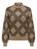 Swetry damskie - ONLY Golf Anny 15327635 Beżowy Regular Fit - miniaturka - grafika 1
