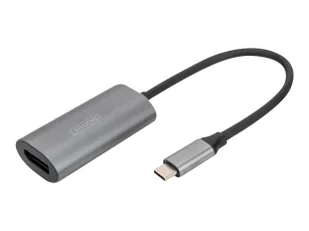 DIGITUS USB-C - DP Adapter 20cm 8K/30Hz silver aluminum housing - Złącza, przejściówki, adaptery - miniaturka - grafika 1