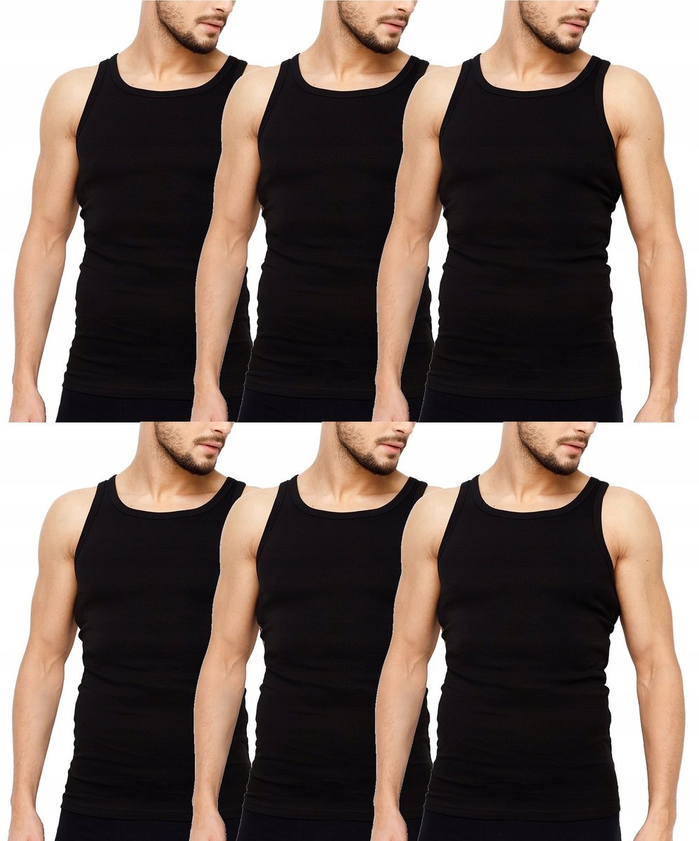 PODKOSZULKA KOSZULKA MĘSKA 100% BAWEŁNA GŁADKA OKRĄGŁY ZESTAW 6-SZT - 3XL