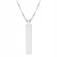 Łańcuszki - Łańcuszek srebrny naszyjnik 925 Blaszka Prostokąt - miniaturka - grafika 1