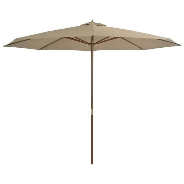 Parasol UV 350x256cm, szarobrązowy, bambus/drewno