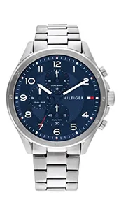 Zegarek Tommy Hilfiger Męski analogowy zegarek kwarcowy z paskiem ze stali nierdzewnej 1792007, NIEBIESKI, bransoletka - Zegarki męskie - miniaturka - grafika 1