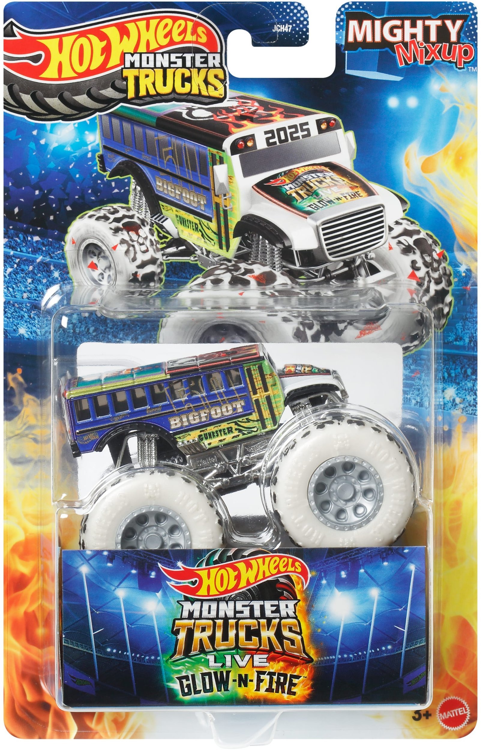 HOT WHEELS MONSTER TRUCK LIVE GLOV & FIRE pojazd MIGHTY MIXUP JCH47