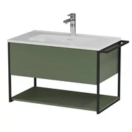 Szafki łazienkowe - Szafka łazienkowa pod umywalkę Krofam Lov 80 cm szaro zielony mat 137-0103 - miniaturka - grafika 1