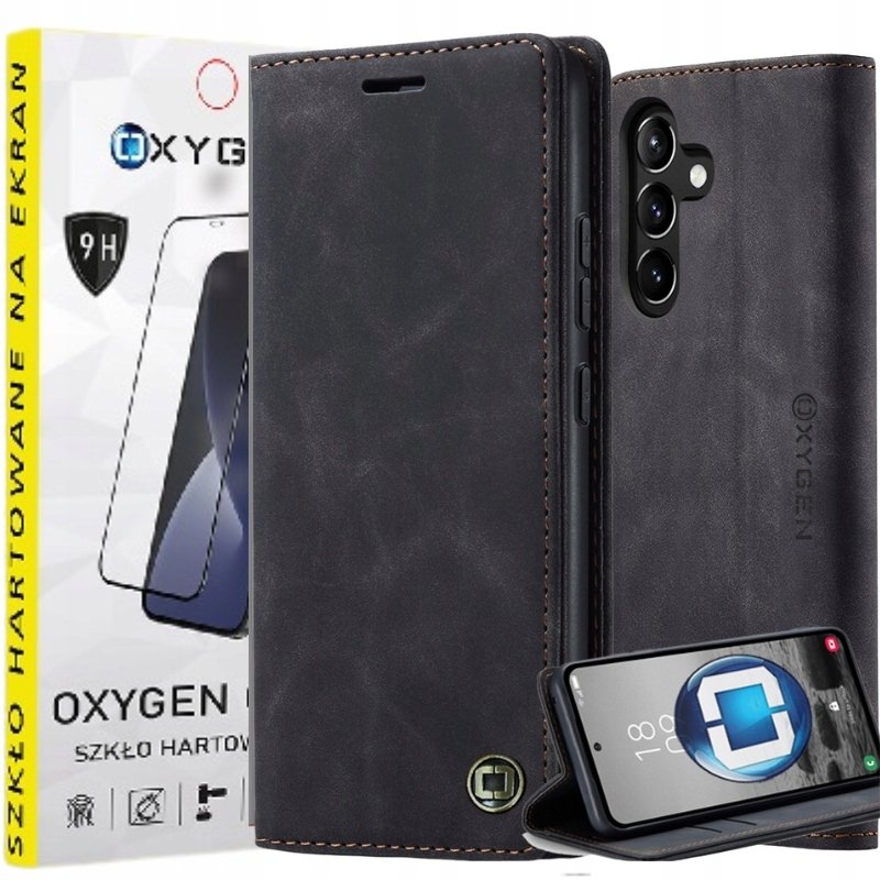 Etui na telefon portfel skóra Oxygen BooK do Samsung Galaxy A36+szkło 9h
