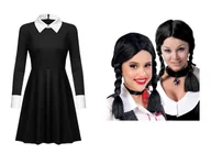 Stroje karnawałowe - Zestaw Strój Uczennica Wednesday z Peruką 134/140 MK126 - miniaturka - grafika 1