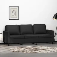 Sofy i kanapy - vidaXL 3-osobowa sofa, czarna, 180 cm, obita sztuczną skórą - miniaturka - grafika 1