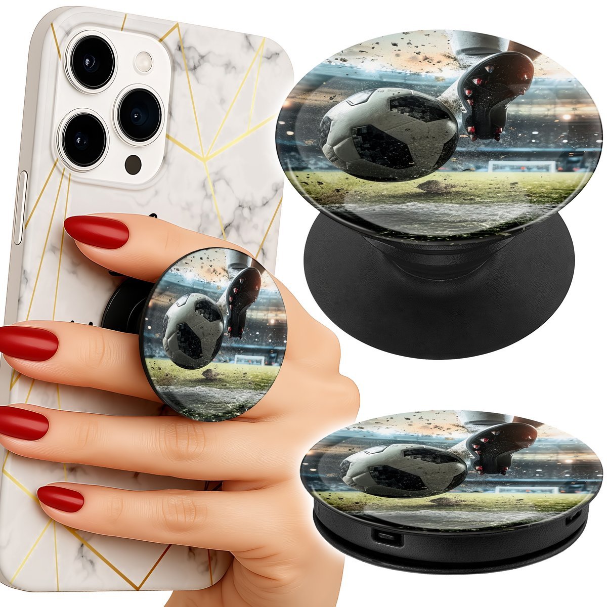 Uchwyt do telefonu Popsocket na palce/stojak PIŁKA NOŻNA, FOOTBALL SPORT