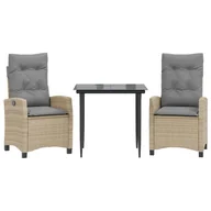 Meble ogrodowe - Zestaw Mebli Ogrodowych z Poduszkami Stół Krzesła Meble Ogrodowe Beżowe Na Taras Balkon Ogród Do Restauracji Polirattan - miniaturka - grafika 1