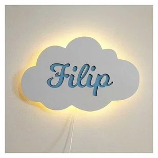 Lampka Chmurka Biała Niebieska Personalizowana Led Rozmiar Xl/Drevniane.Pl - Lampy pozostałe - miniaturka - grafika 1