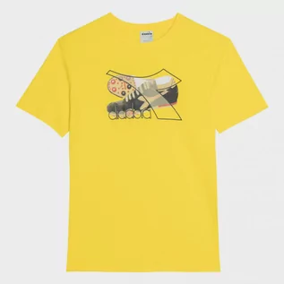 Koszulki sportowe męskie - Męski t-shirt z nadrukiem Diadora T-shirt SS Archive - żółty - DIADORA - grafika 1