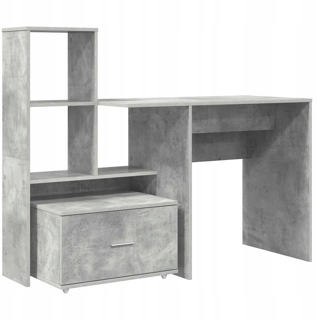 Biurko z szufladą z półką Betonowy szary 131.5 x 50 x 106.5 cm