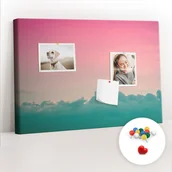 Tablice i flipcharty - Szkolna Tablica korkowa 60x40 cm, Kolorowe Pinezki, wzór Gradient niebo - miniaturka - grafika 1