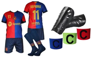 RAPHINHA komplet sportowy strój piłkarski BARCELONA dla dzieci + dodatki - Piłka nożna - miniaturka - grafika 1