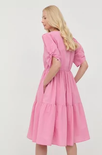 Sukienki - Gestuz sukienka bawełniana kolor różowy mini rozkloszowana - grafika 1