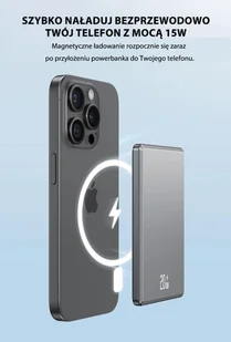 USAMS Powerbank indukcyjny 5000mAh 20W Fast Charge ciemnoszary/dark grey 10KCD22001 (US-CD220) - Powerbanki - miniaturka - grafika 9