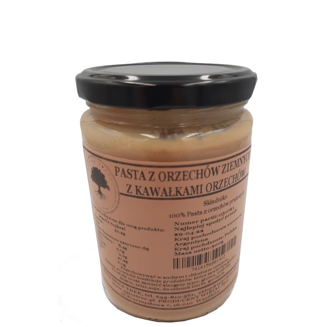 Pasta z orzechów ziemnych z kawałkami orzechów CRUNCHY 500ml, Spice Tree